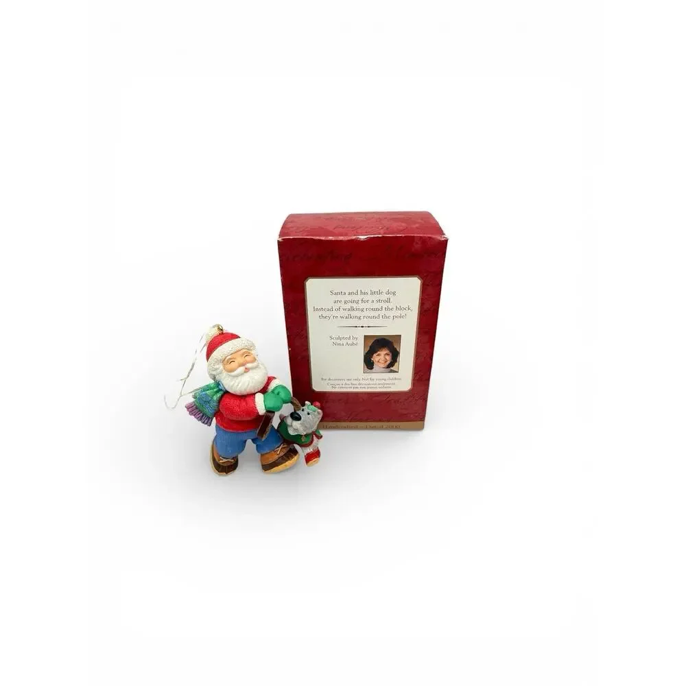 Vintage‎ Hallmark Keepsake Ornament Stroll Round The Pole Santa w/Puppy 2000 EUC